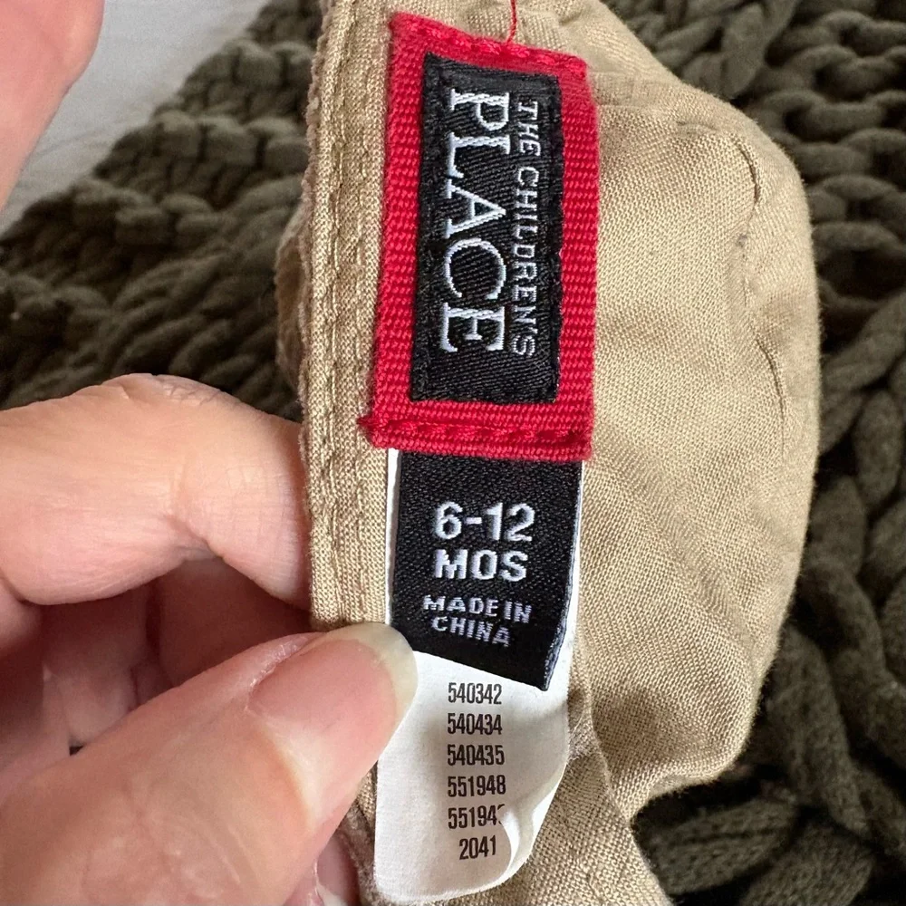 Baby Cabbie Hat Tan Corduroy ribbed fabric 6-12months